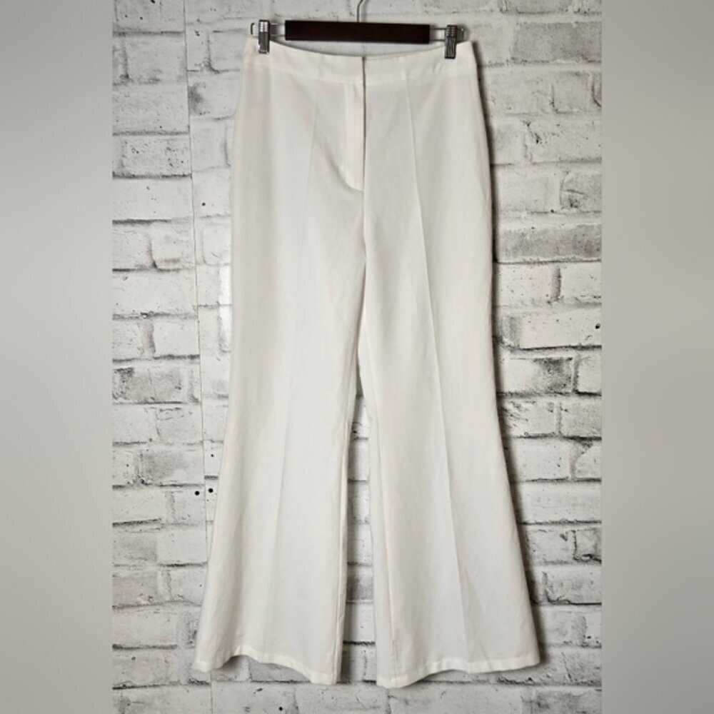 High Waisted White Flare Pants Womens Small Wide Leg Dress Trousers - Picture 5 of 9